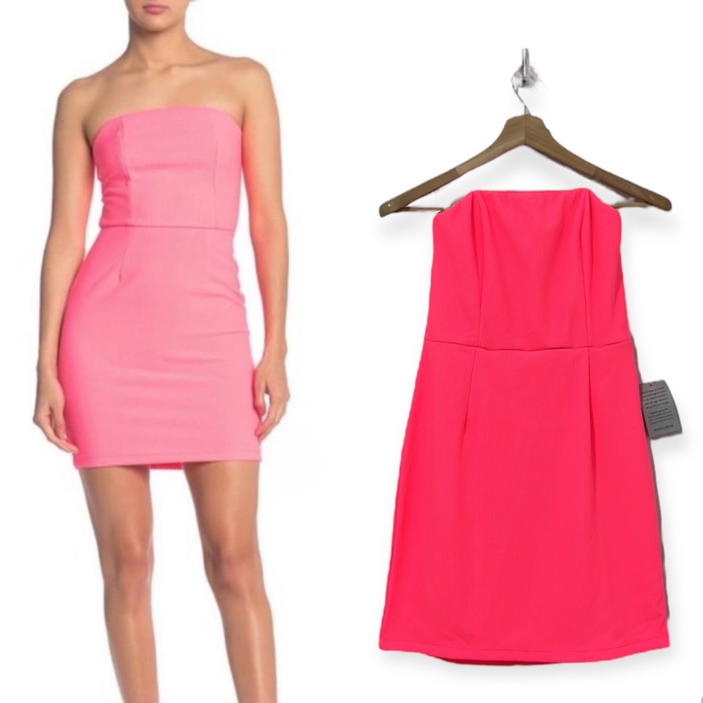Kenedik Hot pink Mini Textured Strapless Bodycon Dress Size Extra Large XL